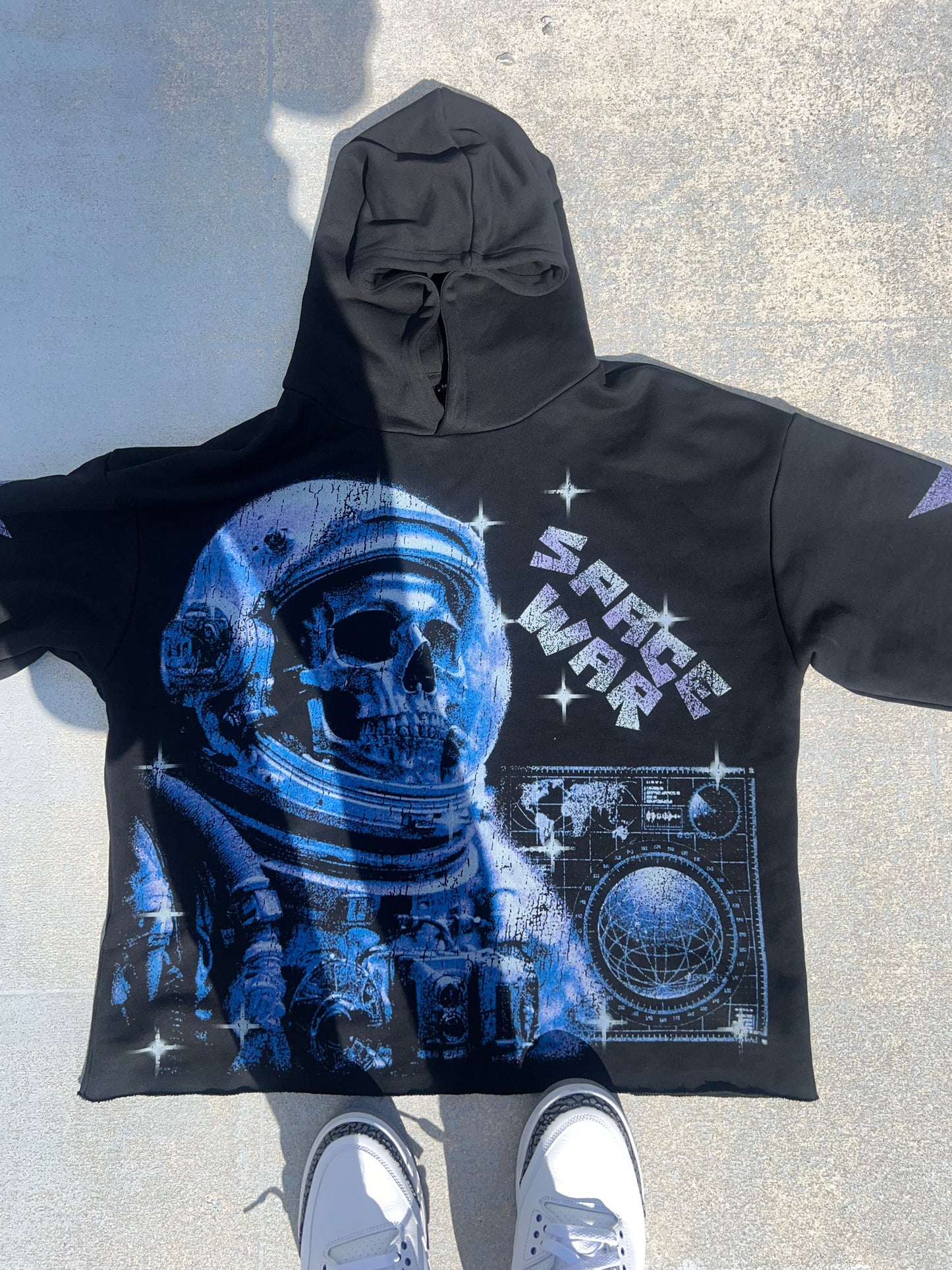 SPACE WAR OVERSIZED CROPPED HOODIE